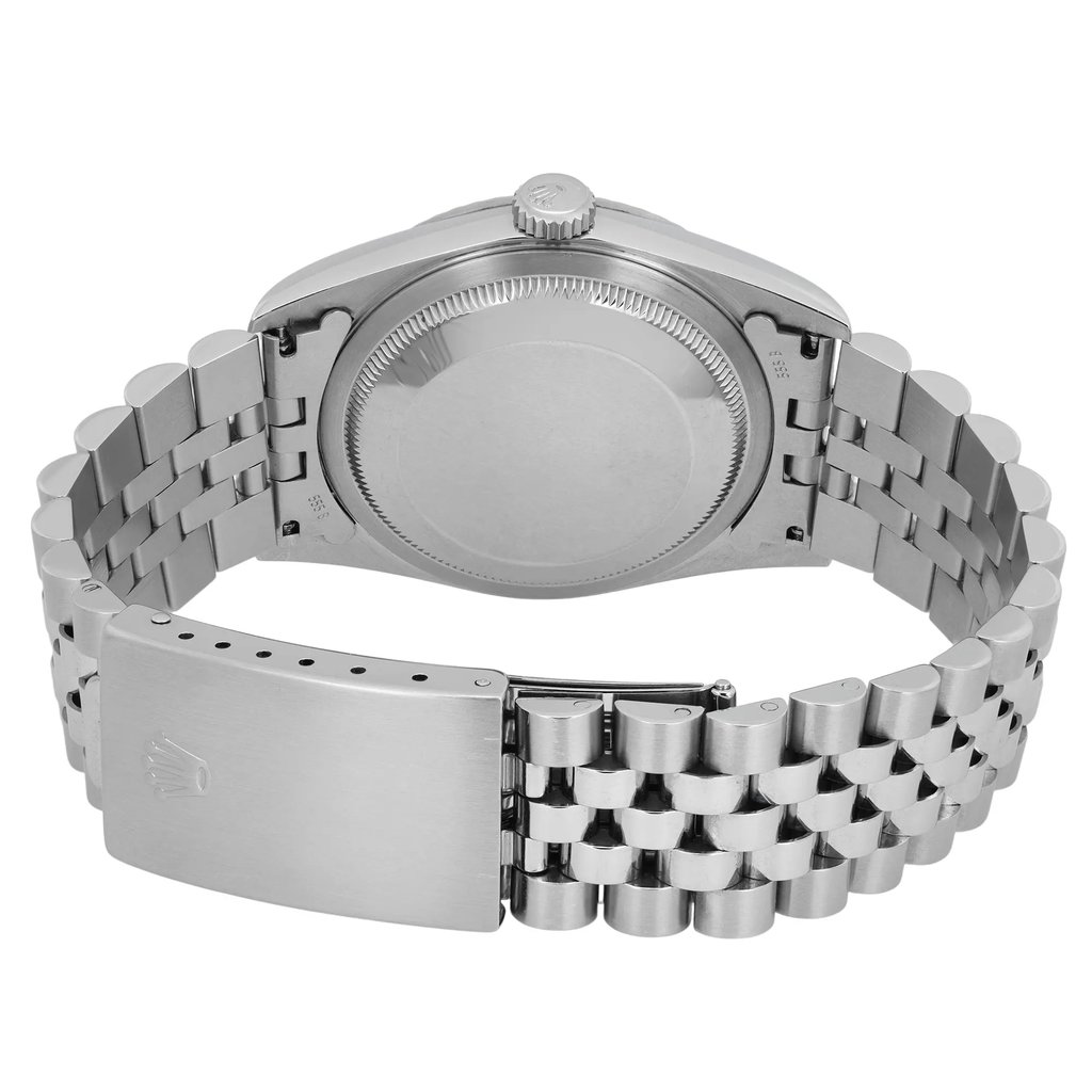 Back View Of Solid Back Case And Closed Stainless Steel Band Of Rolex  16234 Watch Pre Owned Condition
