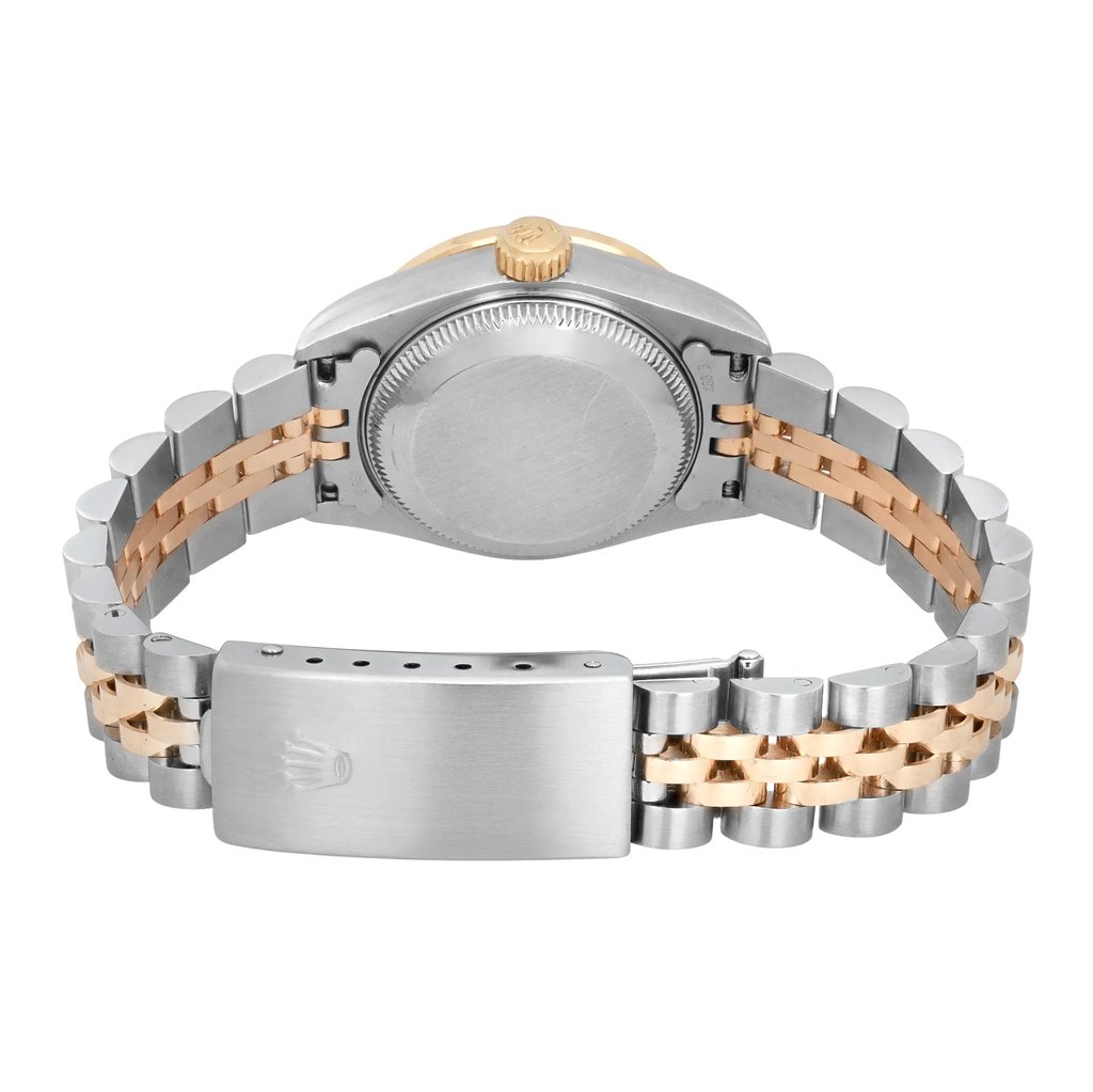 Back View Of Screwback Back Case And Closed Stainless Steel,Yellow Gold Band Of Rolex 69173 Watch Pre Owned Condition