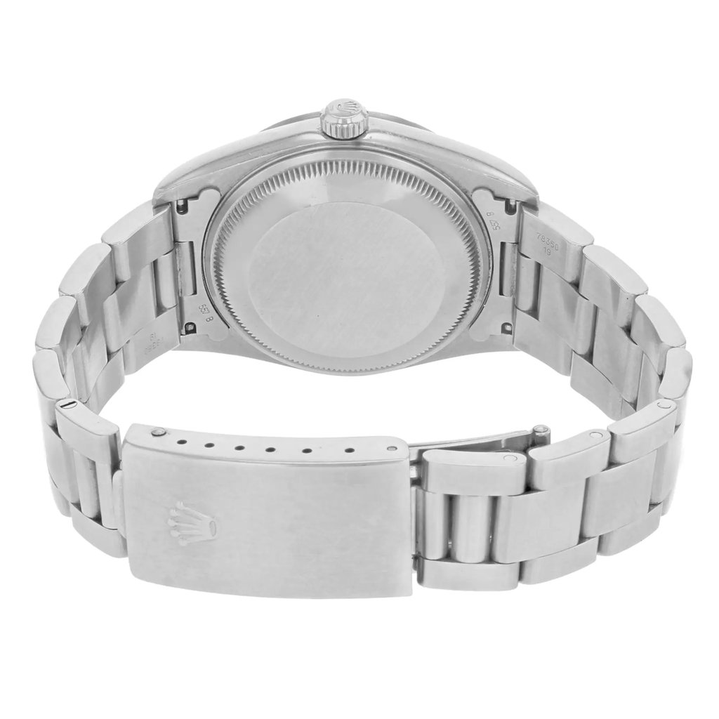 Back View Of {Caseback} Back Case And Closed Stainless Steel Band Of Rolex 15200 Watch Pre Owned Condition