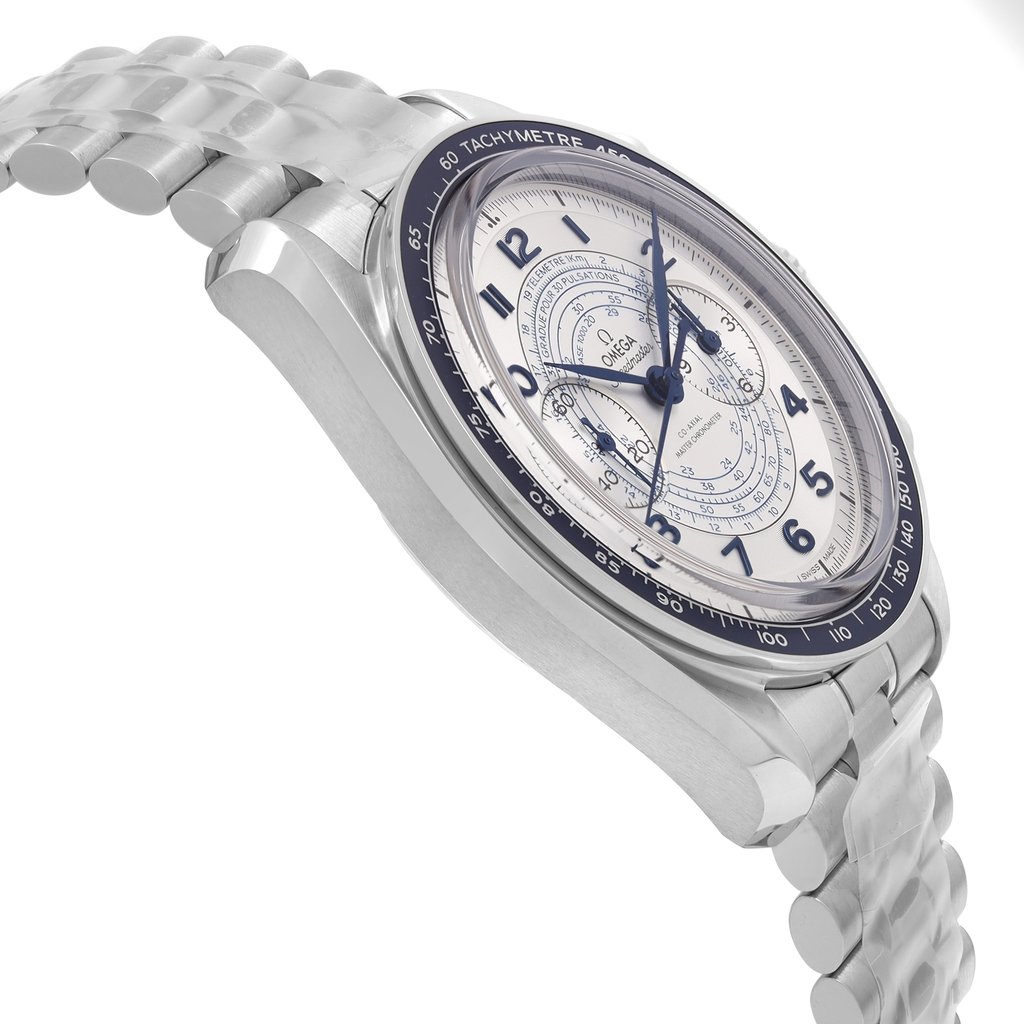 View Of Opposite Crown Facing Side Of Omega 329.30.43.51.02.001 Stainless Steel Watch Unworn Condition