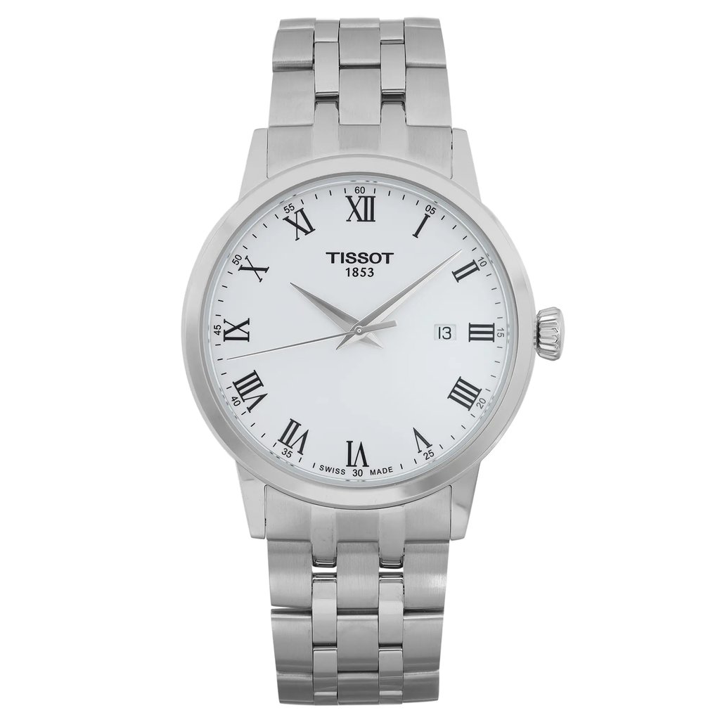 Front Full View Of Tissot T129.410.11.013.00 Stainless Steel Watch Display Model Condition Excellent