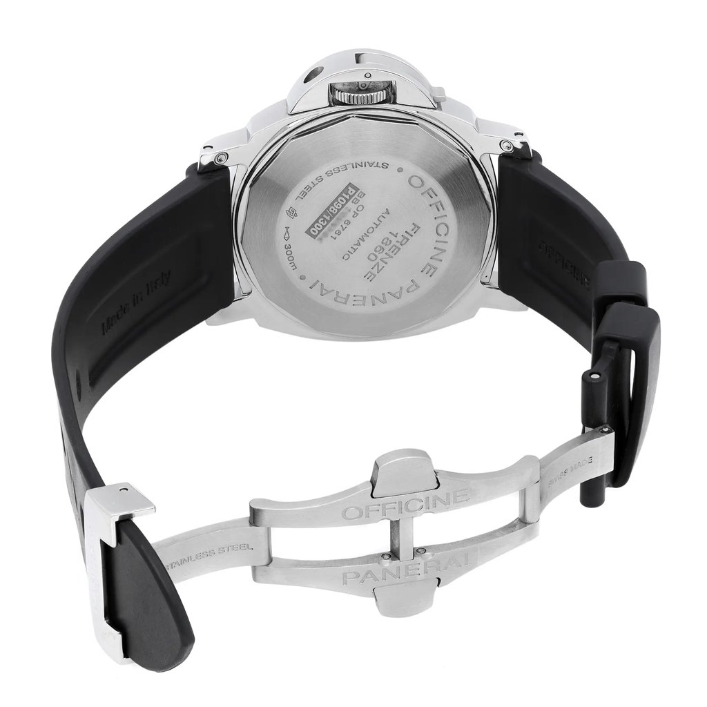 Back View Of Solid Back Case And Open Silicon/Rubber Band Of Panerai PAM00088 Watch Pre Owned Condition