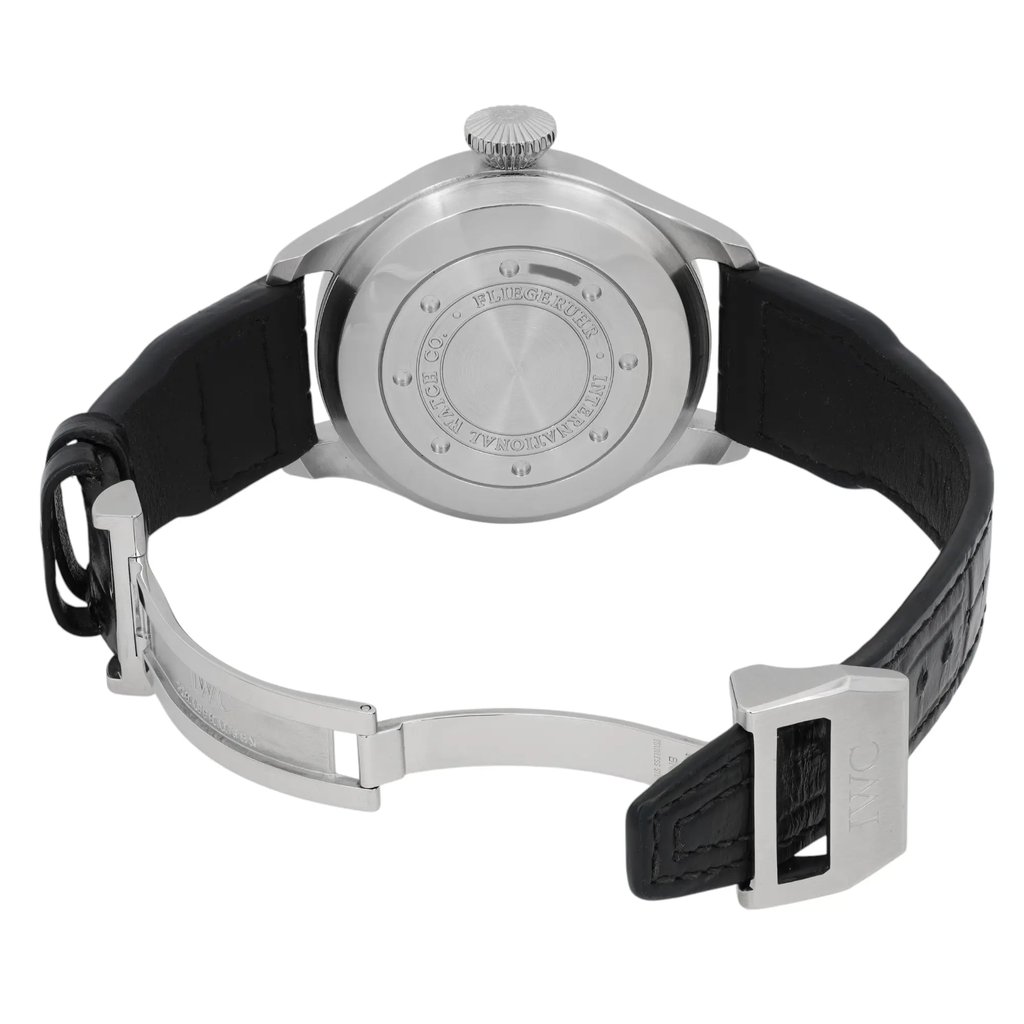 Back View Of Screwback Back Case And Open Leather Band Of IWC IW500906 Watch Pre Owned Condition