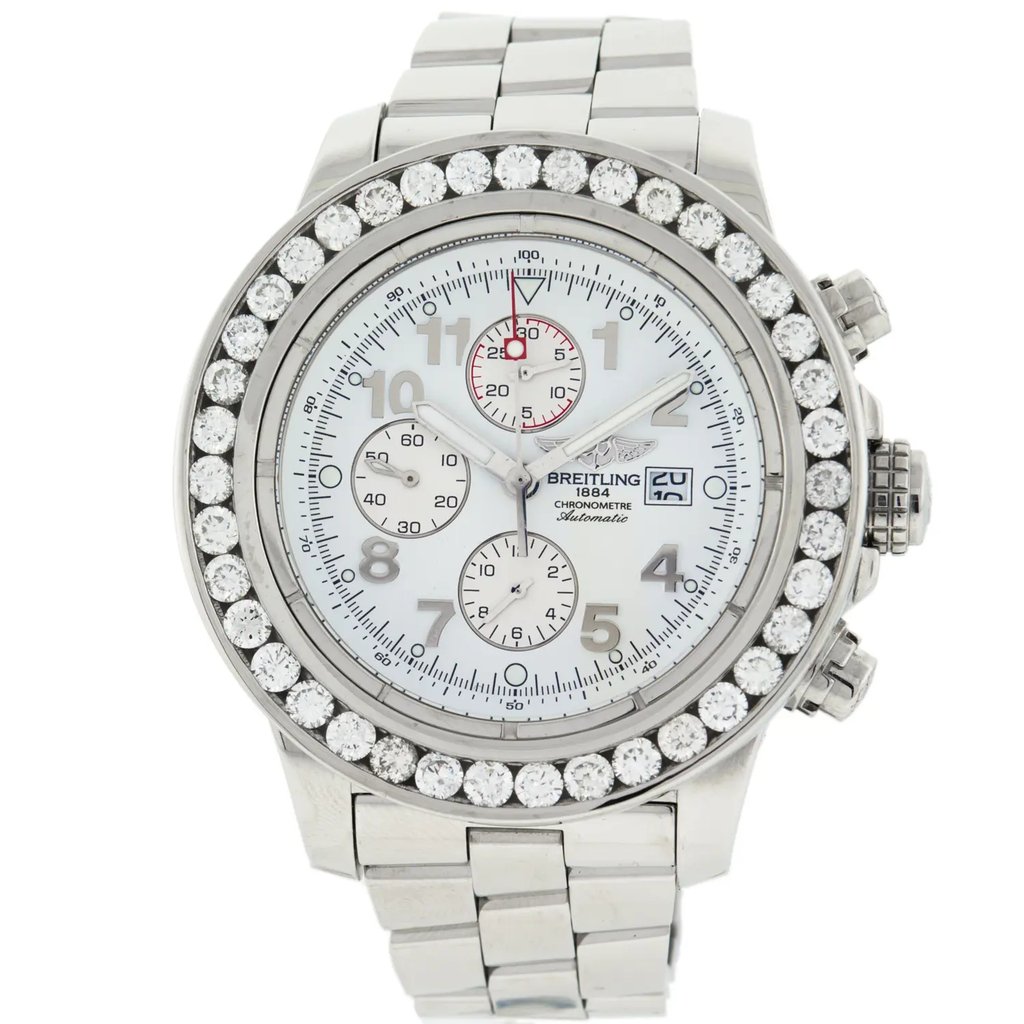 Front Full View Of Breitling A1337011/A660-135A Stainless Steel Watch Pre Owned Condition {Product Condition}