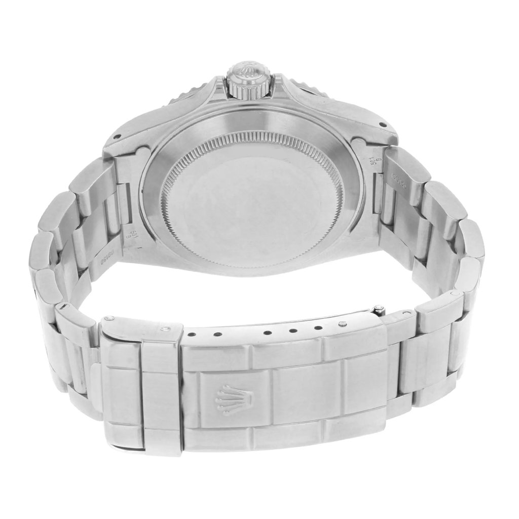 Back View Of Screwback Back Case And Closed Stainless Steel Band Of Rolex 14060 Watch Pre Owned Condition