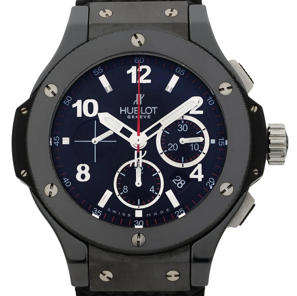 Up Close Front Facing Picture Of Hublot 342.CX.130.RX Ceramic Watch Pre Owned Condition