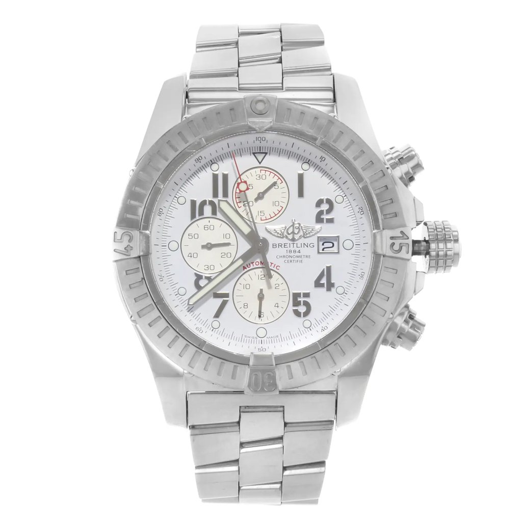 Front Full View Of Breitling A1337011/A699-135A Stainless Steel Watch Pre Owned Condition {Product Condition}