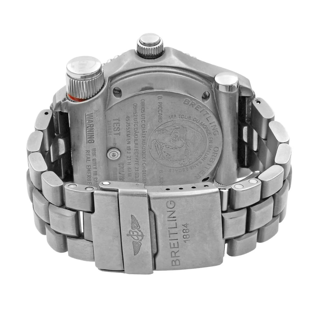 Back View Of {Caseback} Back Case And Closed Titanium Band Of Breitling E56321 Watch Pre Owned Condition