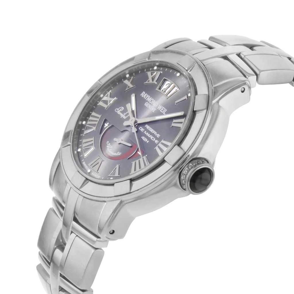 View Of Crown Facing Side Of RAYMOND WEIL 2843-ST-00608 Stainless Steel Watch Pre Owned Condition