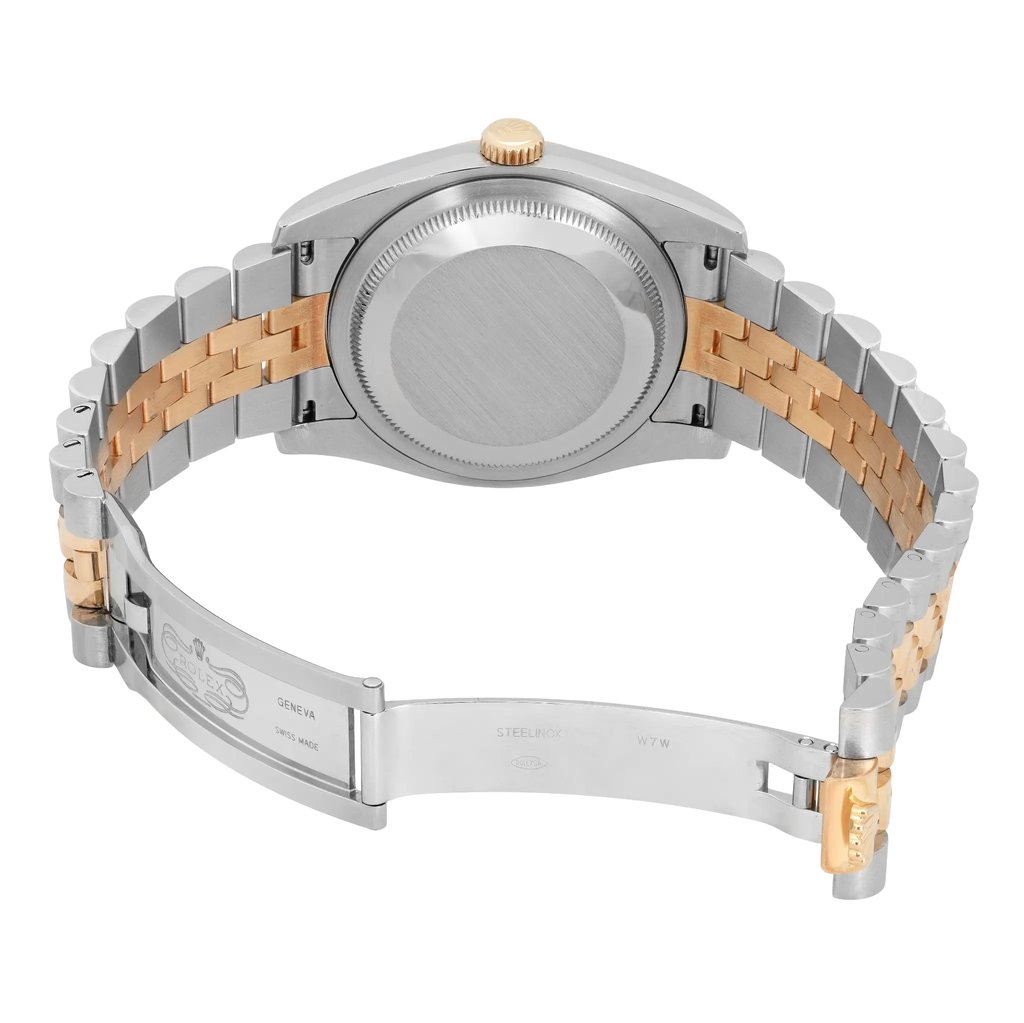 Back View Of Screwback Back Case And Open Stainless Steel,Yellow Gold Band Of Rolex 116233 Watch Pre Owned Condition