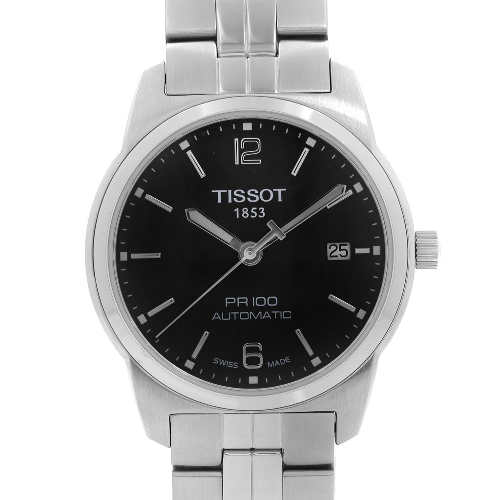 Up Close Front Facing Picture Of Tissot T049.407.11.057.00 Stainless Steel Watch Display Model Condition