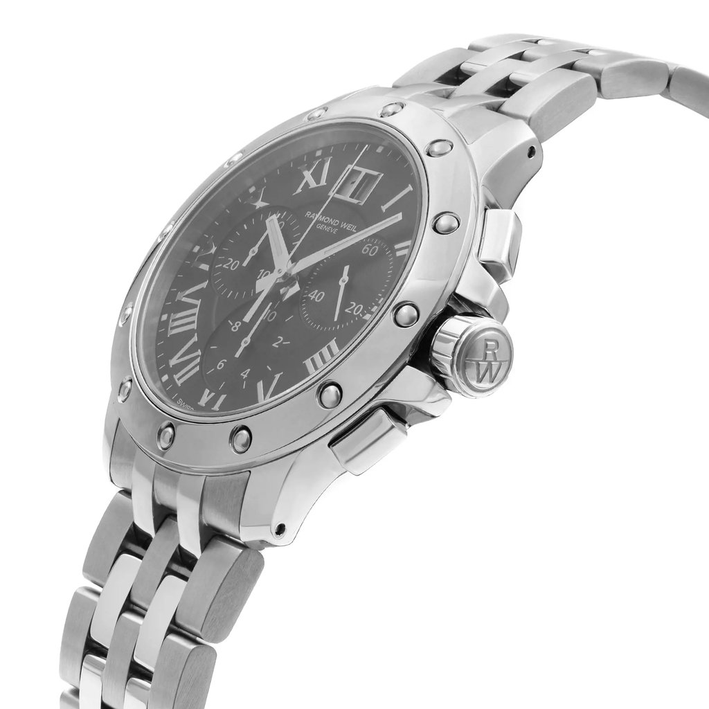 View Of Crown Facing Side Of RAYMOND WEIL 4899-ST-00208 Stainless Steel Watch Pre Owned Condition