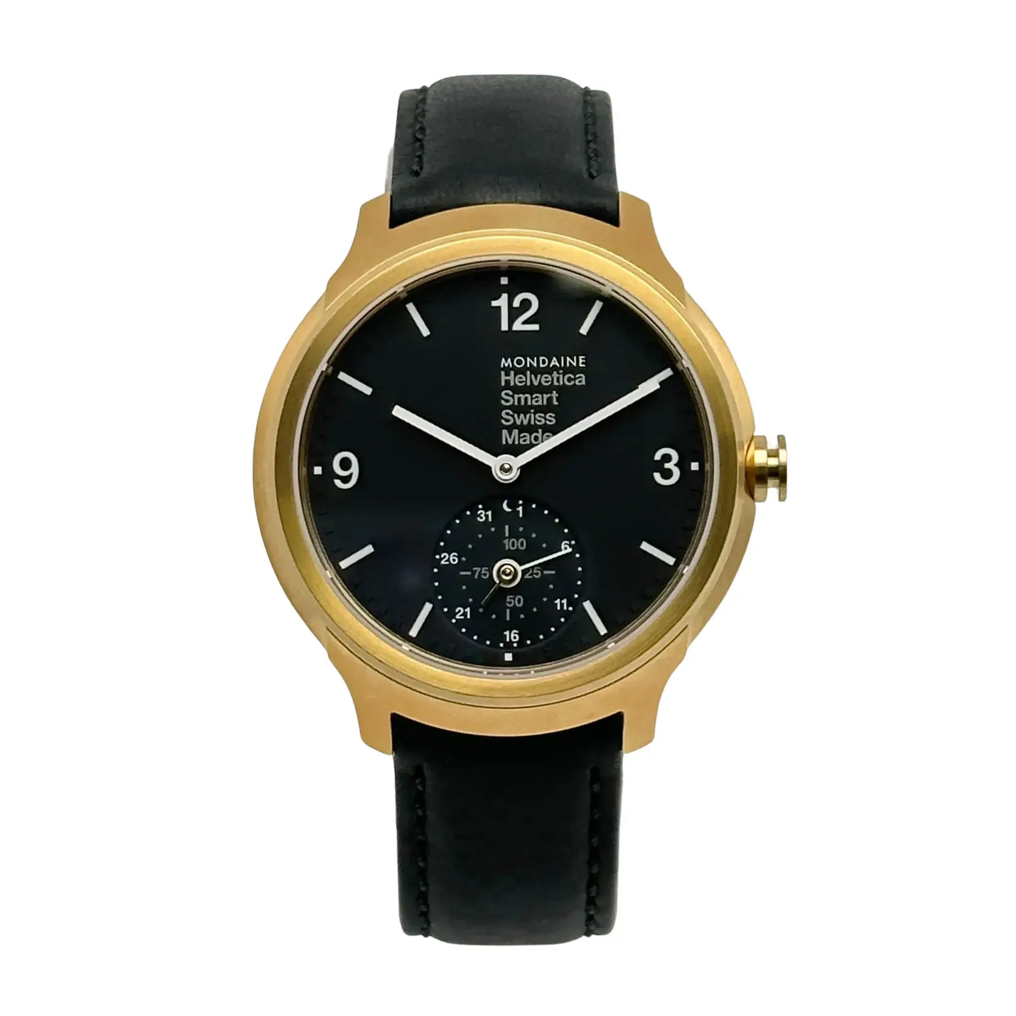 Front Full View Of Mondaine MH1.B2S20.LB Stainless Steel Watch Display Model Condition Excellent