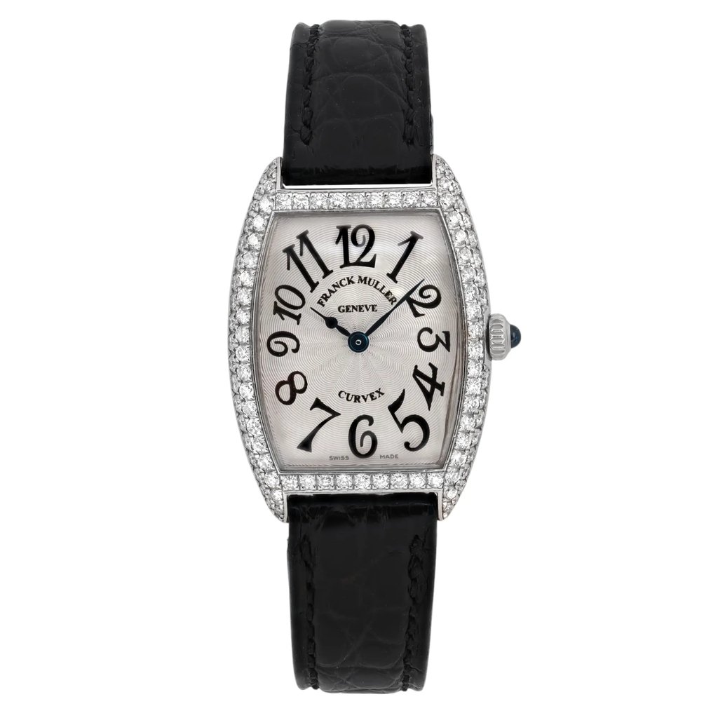 Front Full View Of Franck Muller 1752 QZ D White Gold Watch Pre Owned Condition {Product Condition}