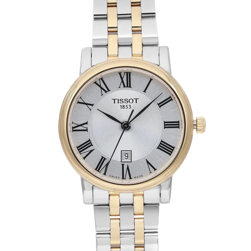 Up Close Front Facing Picture Of Tissot T122.210.11.033.00 Stainless Steel Watch Pre Owned Condition
