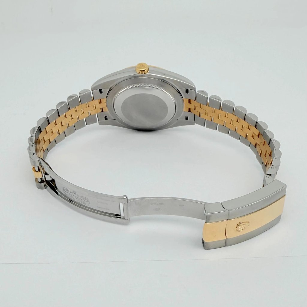 Back View Of Solid Back Case And Open Stainless Steel,Yellow Gold Band Of Rolex 126333 Watch Pre Owned Condition
