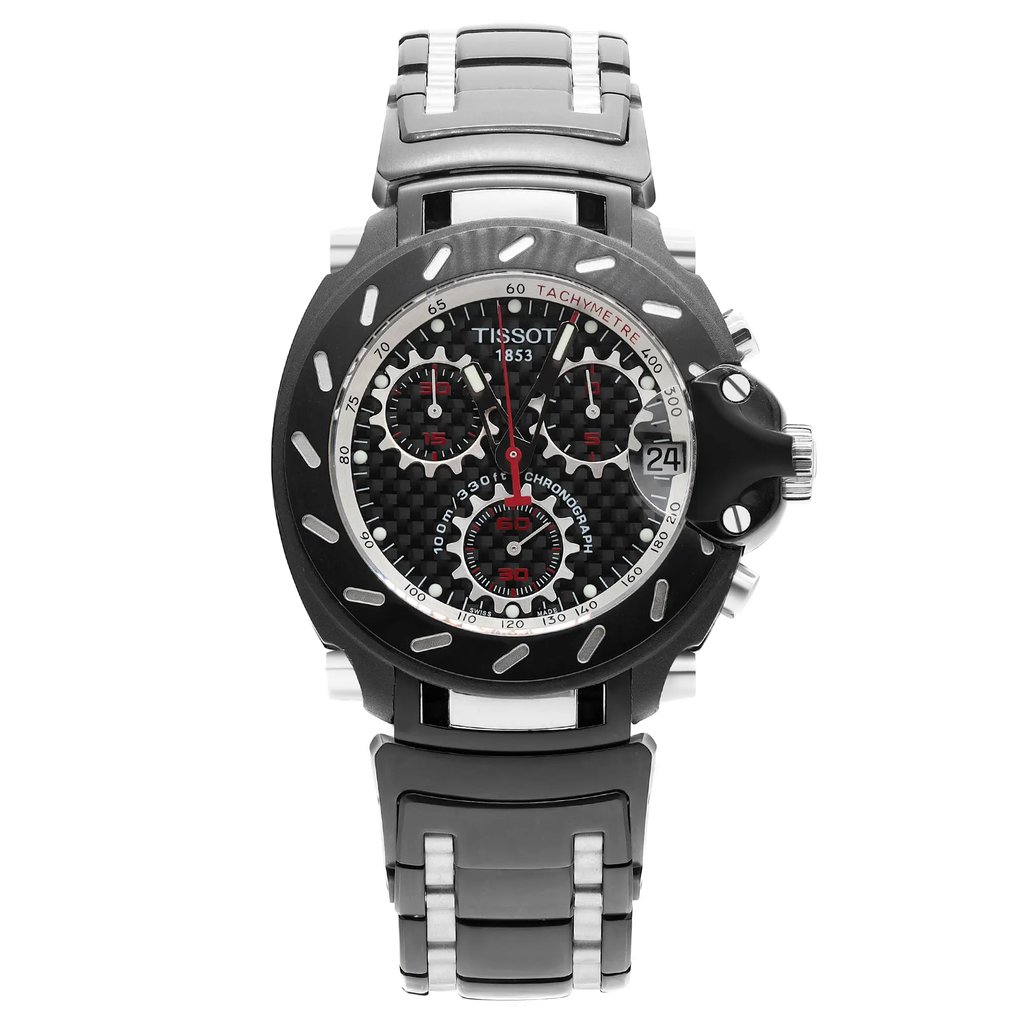Front Full View Of Tissot T011.417.22.201.00 Stainless Steel Watch Pre Owned Condition {Product Condition}