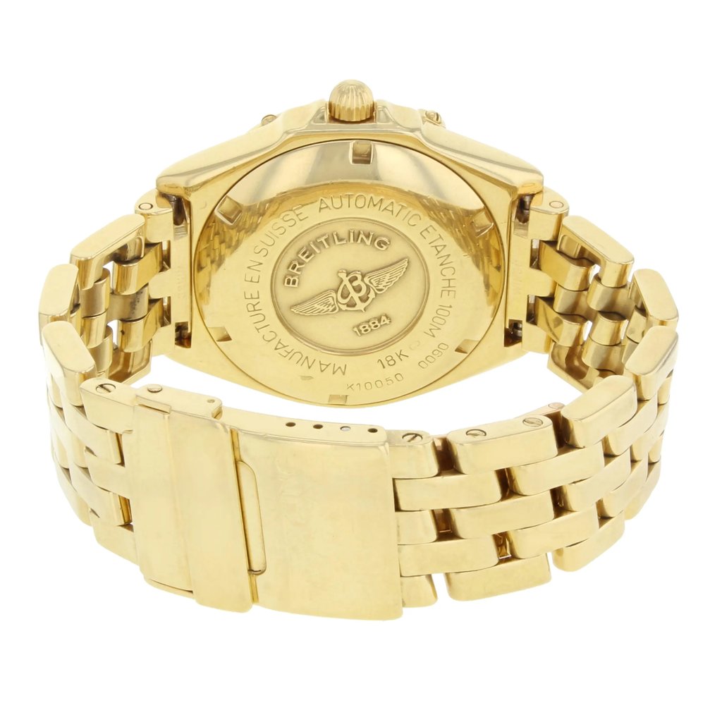 Back View Of {Caseback} Back Case And Closed Gold Band Of Breitling K10050 Watch Pre Owned Condition