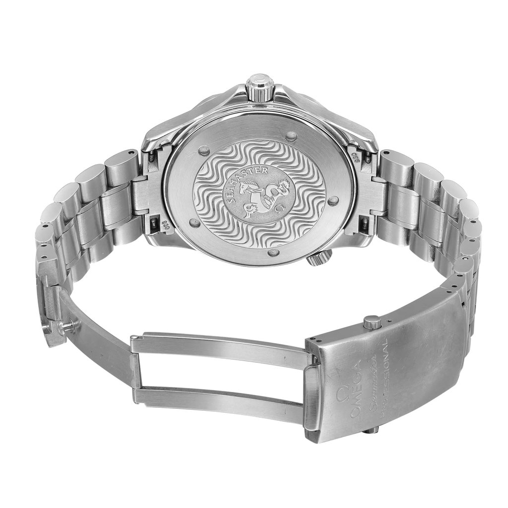 Back View Of Screwback Back Case And Open Stainless Steel Band Of OMEGA 2264.50.00 Watch Pre Owned Condition