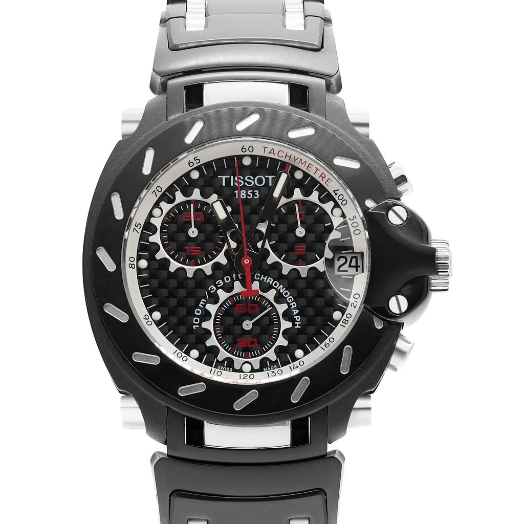 Up Close Front Facing Picture Of Tissot T011.417.22.201.00 Stainless Steel Watch Pre Owned Condition