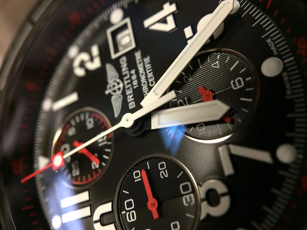 Up Close Front Facing Picture Of Breitling M13370/B930 Stainless Steel Watch Pre Owned Condition