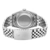 An image of a Wristwatch by Rolex. This Pre Owned item is designed for Men, featuring a Casual style. It has a Mechanical (Automatic) movement and an Analog display with a Silver dial color. The indices include 12-Hour Dial,Stick Indexes. The band is made of Stainless Steel and the case is made of Stainless Steel. The watch has a Round shape with a case size of 36 mm and a case thickness of 12 mm.