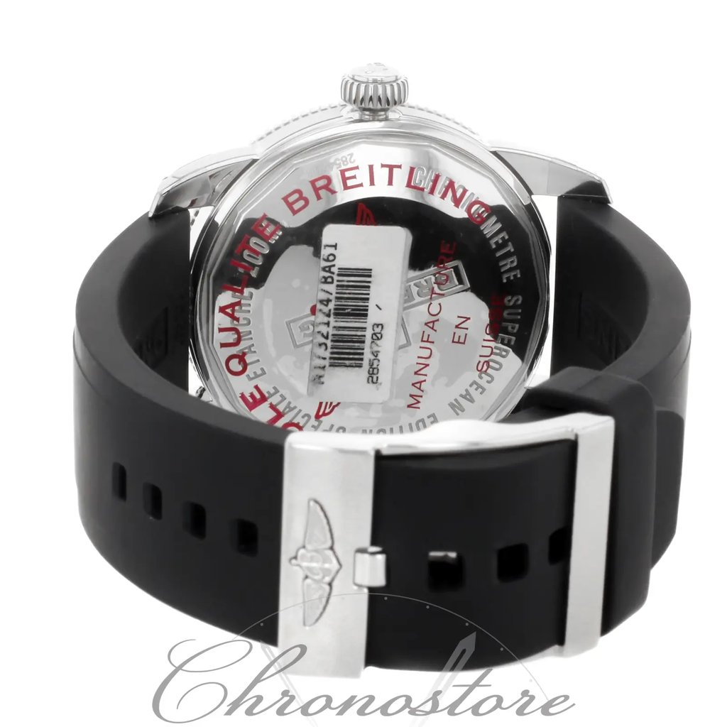 Back View Of {Caseback} Back Case And Closed Silicon/Rubber Band Of Breitling A1732136/BA61-131S Watch Display Model Condition