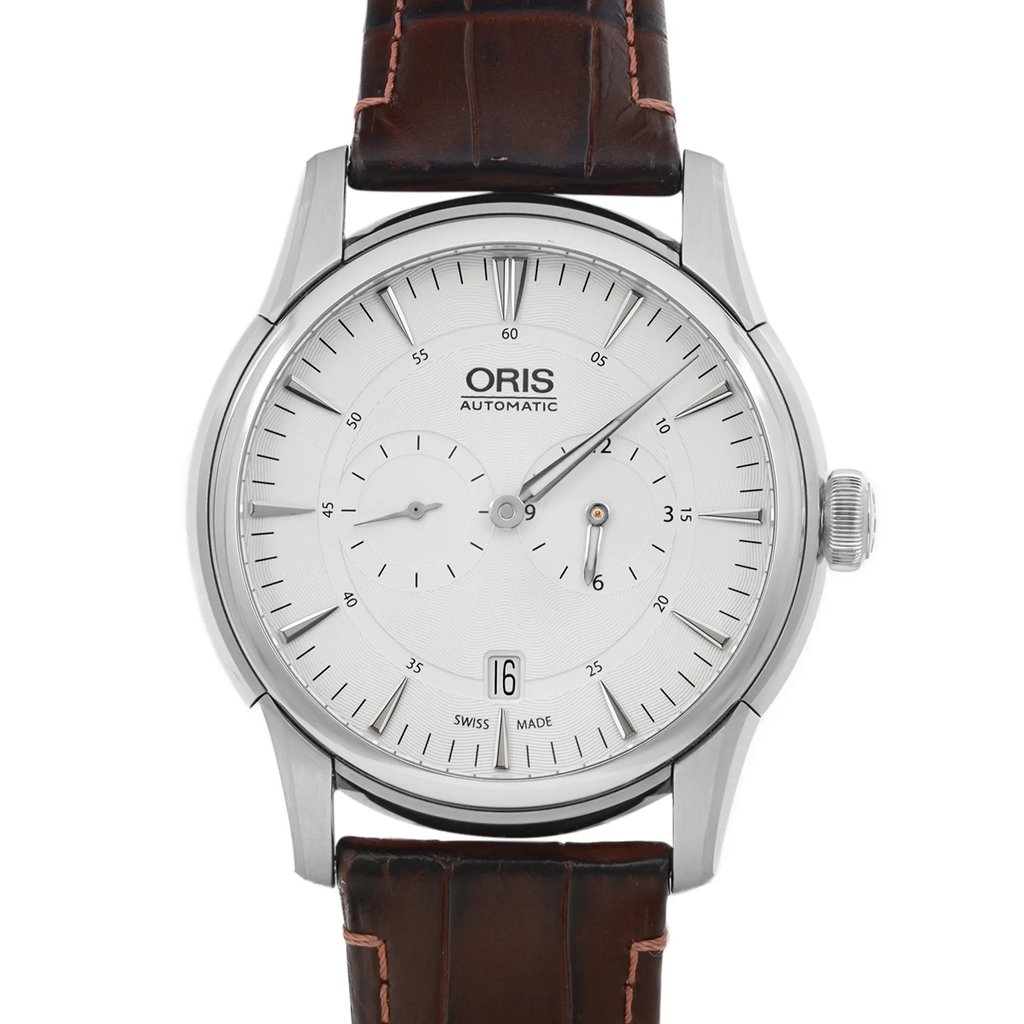Up Close Front Facing Picture Of Oris 01 749 7667 4051-07 5 21 70FC Stainless Steel Watch Pre Owned Condition