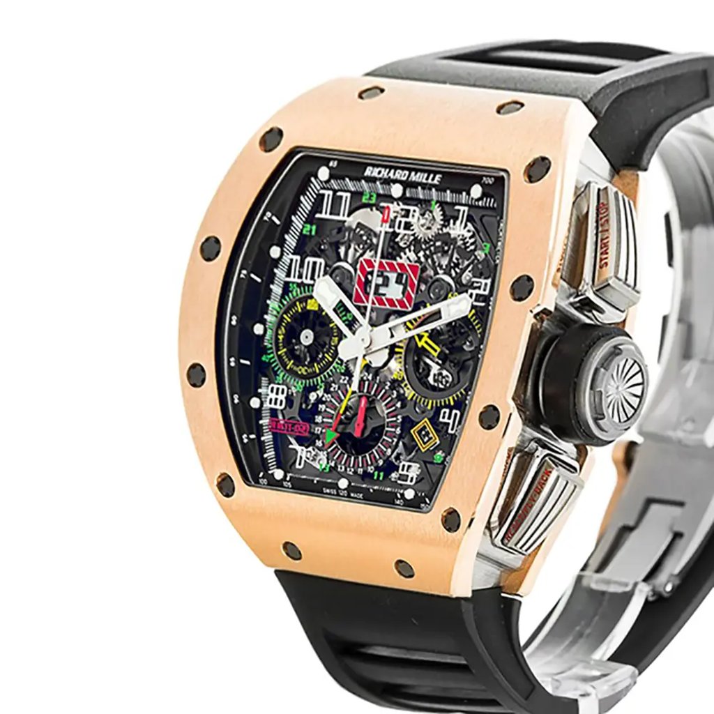 View Of Crown Facing Side Of Richard Mille RM 11-02 Titanium,Rose Gold Watch Pre Owned Condition