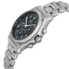 An image of a Wristwatch by EBEL. This Pre Owned item is designed for Men, featuring a Dress/Formal style. It has a Mechanical (Automatic) movement and an Analog display with a Black dial color. The indices include 12-Hour Dial,Arabic Numerals,Seconds Hand. The band is made of Stainless Steel and the case is made of Stainless Steel. The watch has a Round shape with a case size of 40 mm and a case thickness of 12 mm.