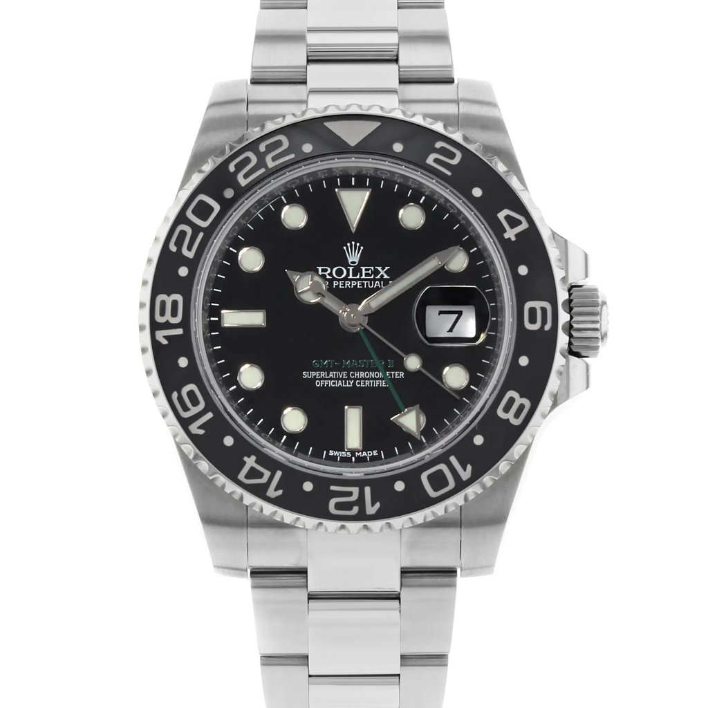 Front Full View Of Rolex 116710LN Stainless Steel Watch Pre Owned Condition Good
