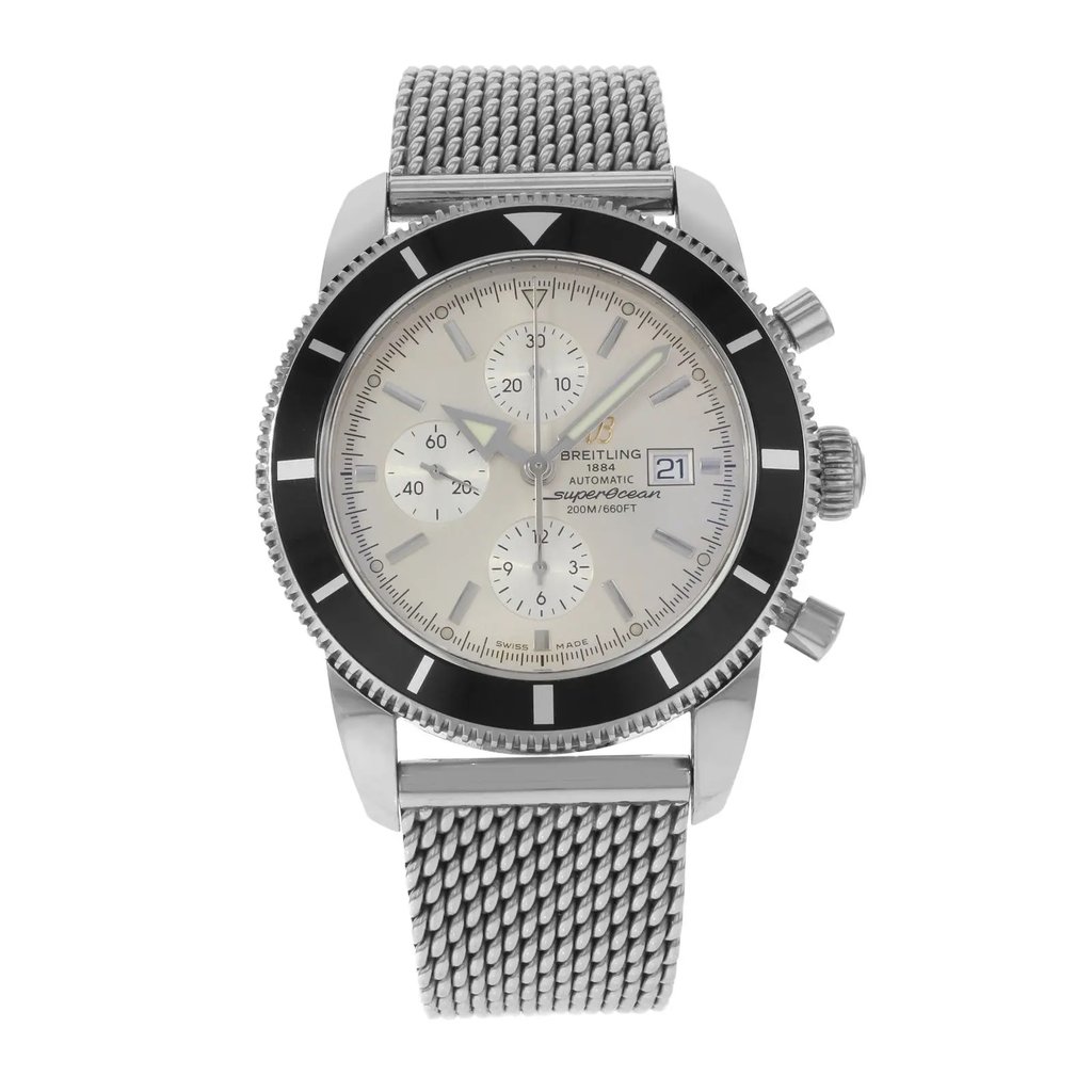 Front Full View Of Breitling A1332024/G698-152A Stainless Steel Watch Pre Owned Condition {Product Condition}