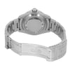 An image of a pre-owned men's Rolex wristwatch viewed from the back with an open clasp. The watch is positioned to show the solid stainless steel caseback, displaying brand engravings. The stainless steel band is visible, featuring a fold-over clasp with safety. The round watch case and bracelet are shown at a slight angle, capturing the details and condition, classified as good.
