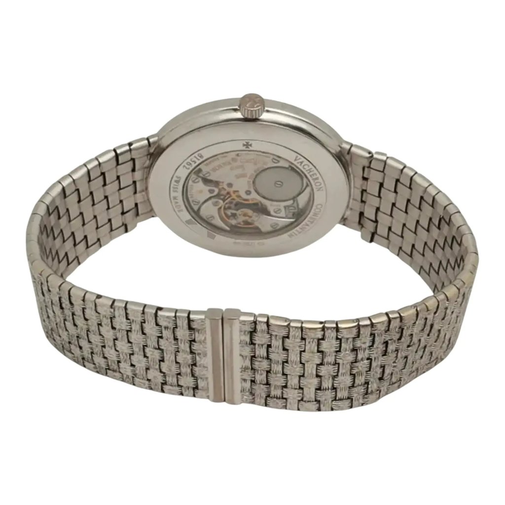 Back View Of Exhibition Back Case And Closed White Gold Band Of Vacheron Constantin 81562/206G-9156 Watch Pre Owned Condition