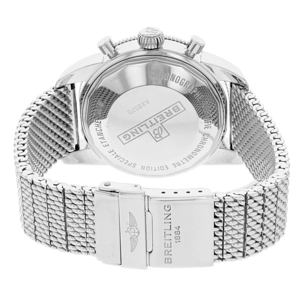 Back View Of {Caseback} Back Case And Closed Stainless Steel Band Of Breitling A2337024/BB81-154A Watch Display Model Condition