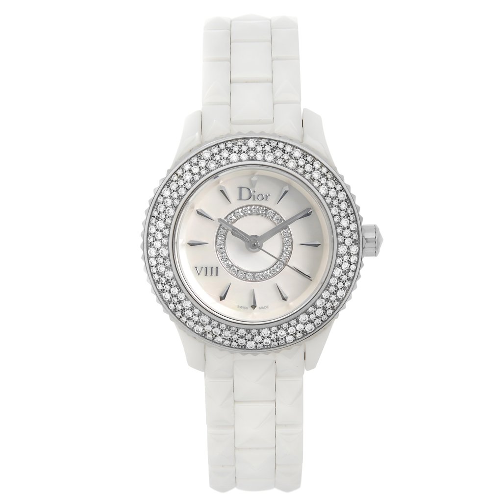 Front Full View Of Dior CD1221E4C001 Ceramic,Stainless Steel Watch Pre Owned Condition {Product Condition}