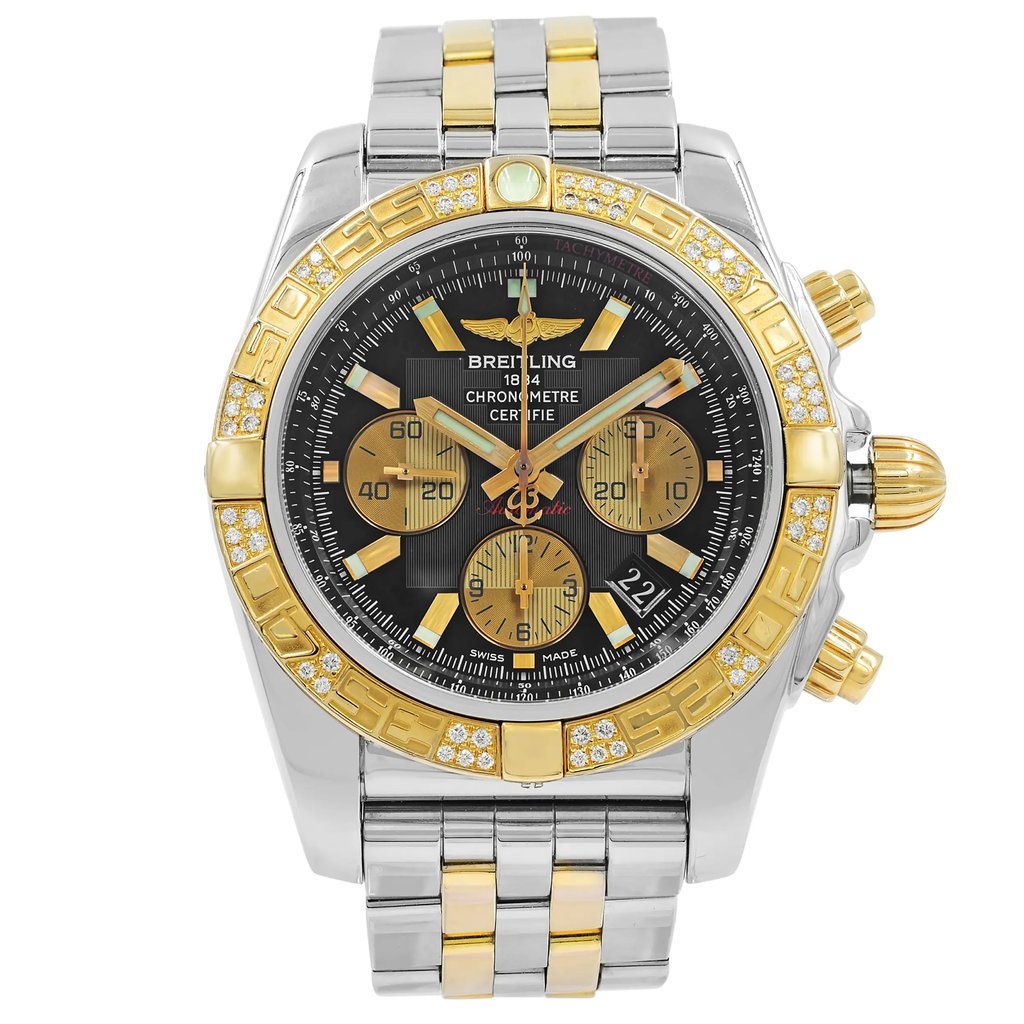 Front Full View Of Breitling CB0110AA/B968-375C Stainless Steel Watch Pre Owned Condition {Product Condition}