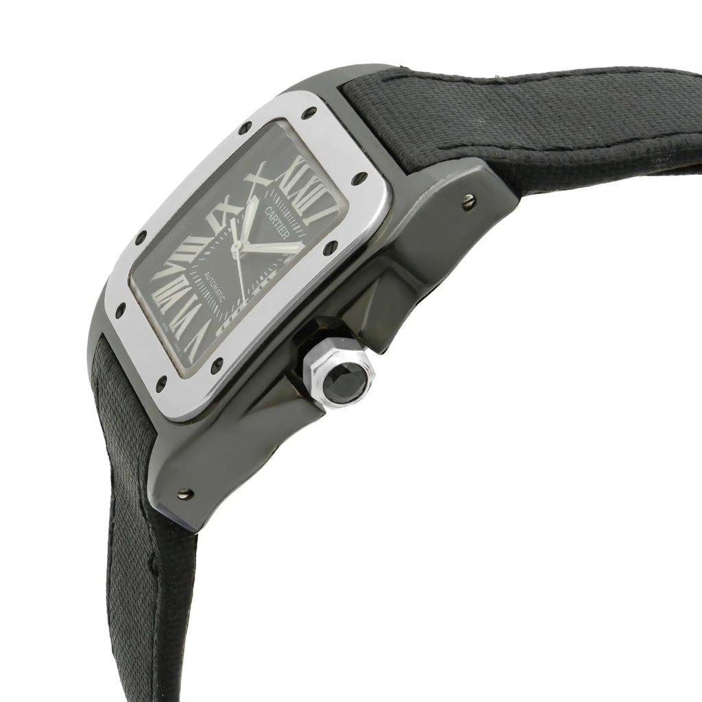 View Of Crown Facing Side Of Cartier 2878 Stainless & Plated Metal Watch Pre Owned Condition