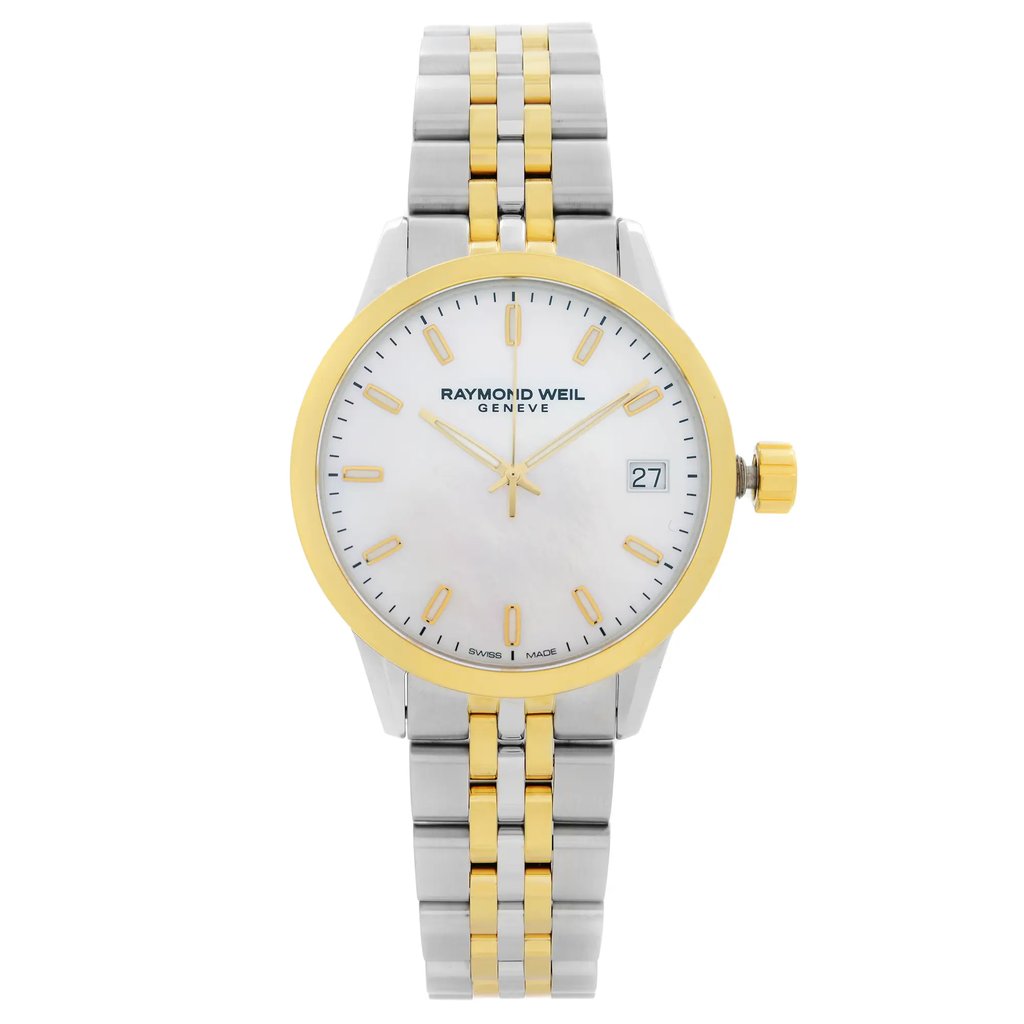 Front Full View Of RAYMOND WEIL 5634-STP-97021 Stainless Steel Watch Unworn Condition Excellent