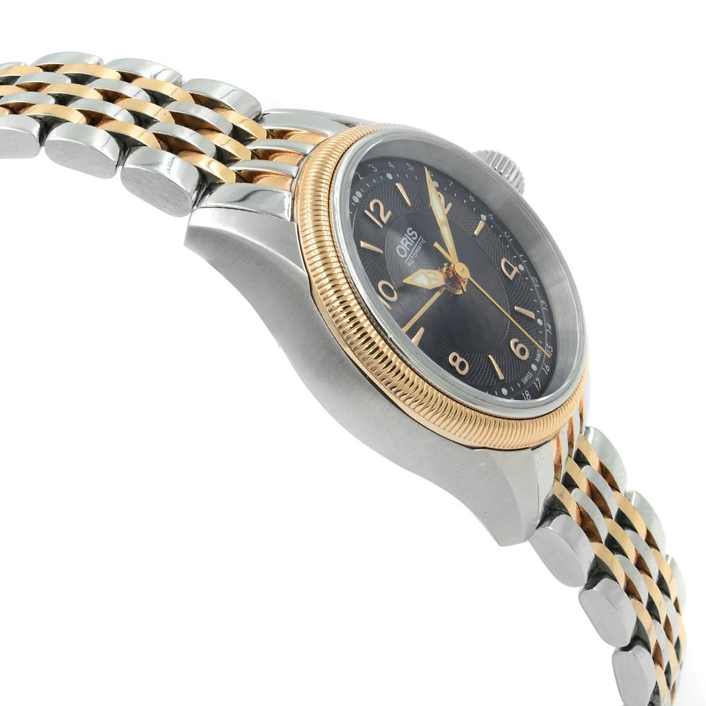 View Of Opposite Crown Facing Side Of Oris 594-7680-4334 Stainless Steel Watch Display Model Condition