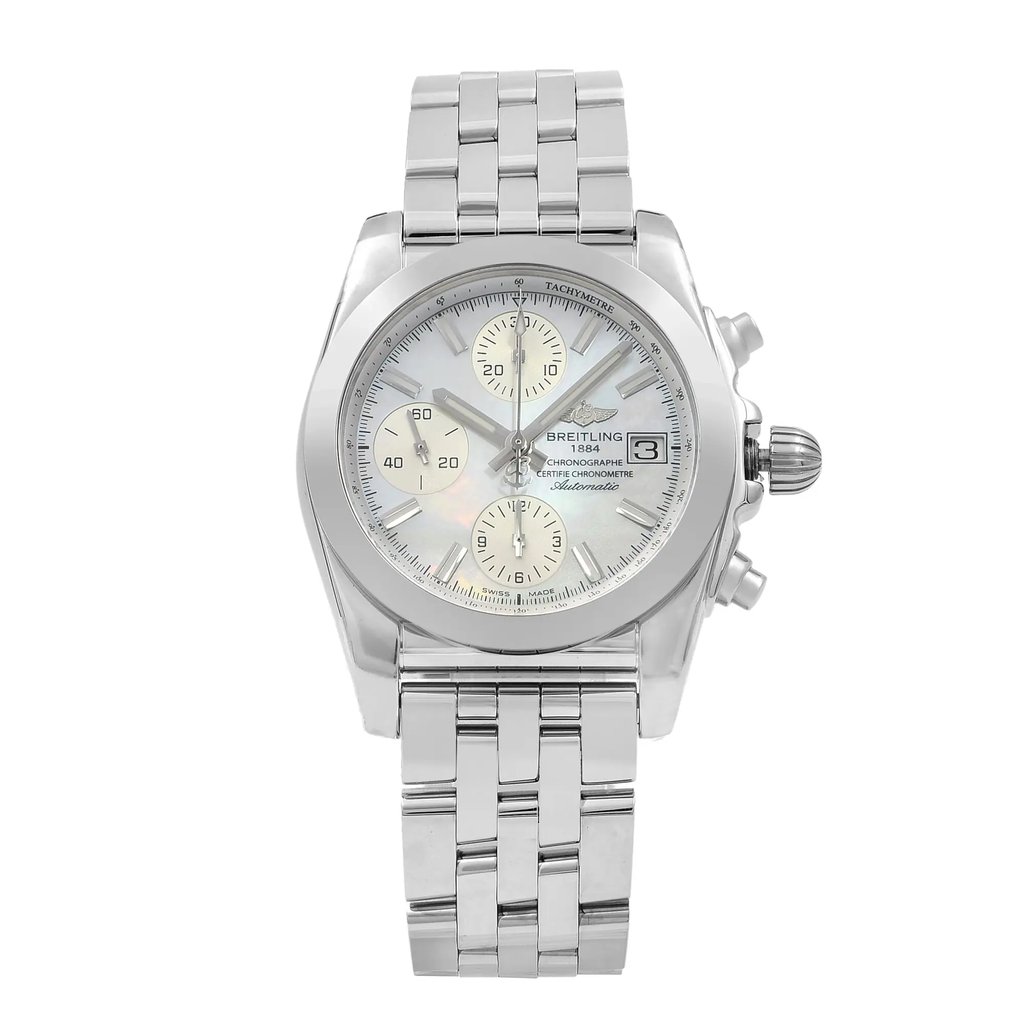 Front Full View Of Breitling W1331012/A774-385A Stainless Steel Watch Display Model Condition {Product Condition}