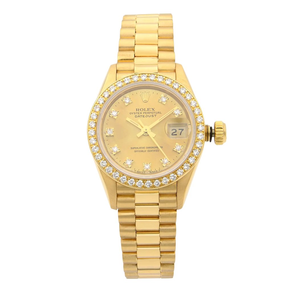 Front Full View Of Rolex 69178 Gold 18kt Watch Pre Owned Condition {Product Condition}