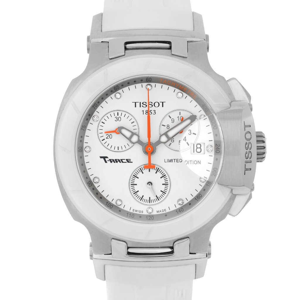 Up Close Front Facing Picture Of Tissot T048.217.27.016.00 Stainless Steel Watch Display Model Condition