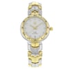 An image of a Wristwatch by TAG Heuer. This Pre Owned item is designed for Women, featuring a Dress/Formal,Luxury style. It has a Mechanical (Automatic) movement and an Analog display with a Silver Guilloche dial color. The indices include Diamonds. The band is made of Stainless Steel,Yellow Gold and the case is made of Stainless & Solid Gold. The watch has a Round shape with a case size of 34 mm and a case thickness of 11 mm.