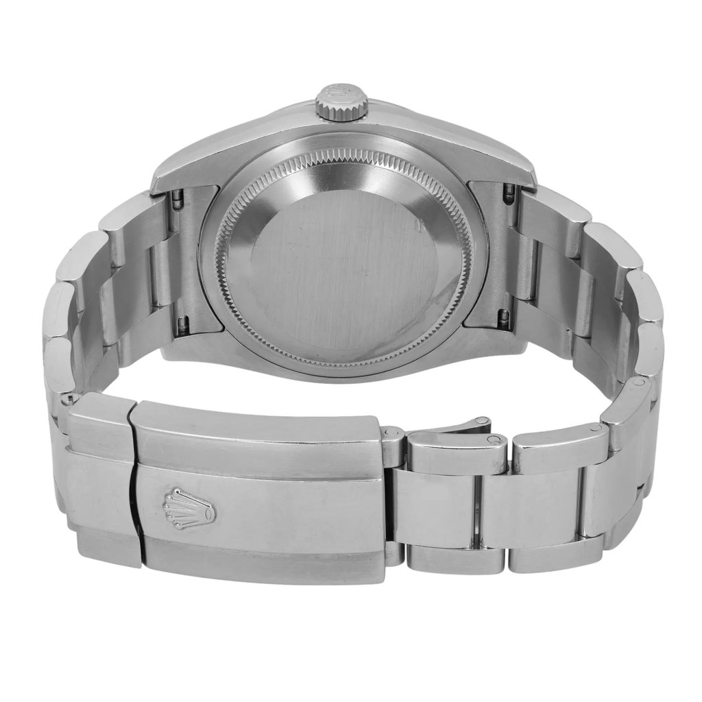 Back View Of Solid Back Case And Closed Stainless Steel Band Of Rolex 116264 Watch Pre Owned Condition