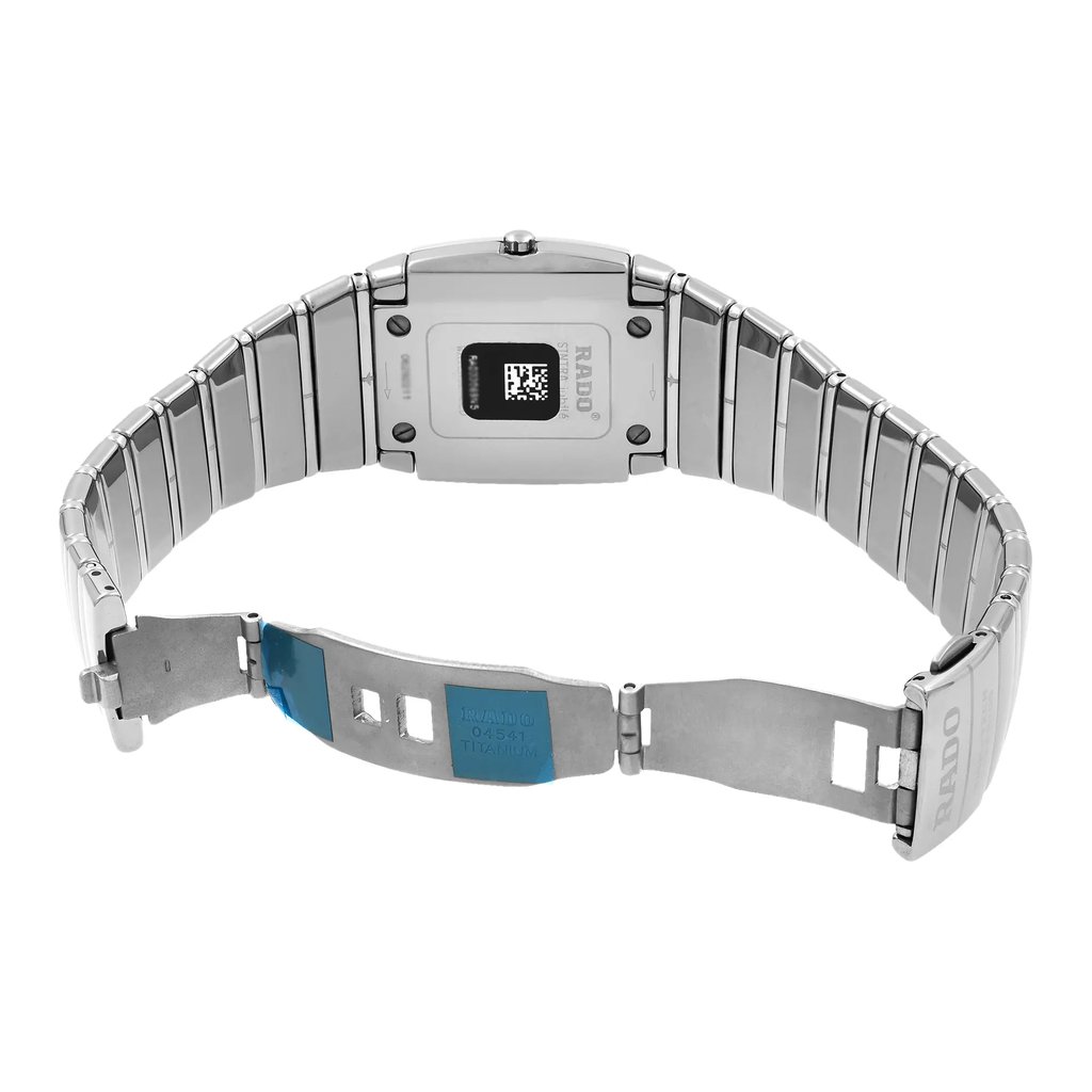 Back View Of Solid Back Case And Open Ceramic Band Of Rado R13577719 Watch Unworn Condition