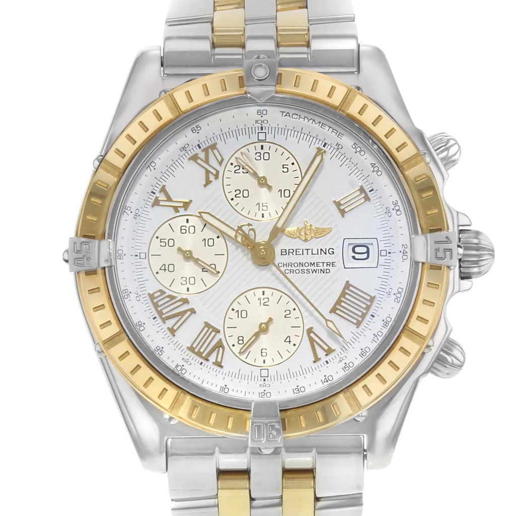 Up Close Front Facing Picture Of Breitling D13355 Stainless Steel Watch Pre Owned Condition