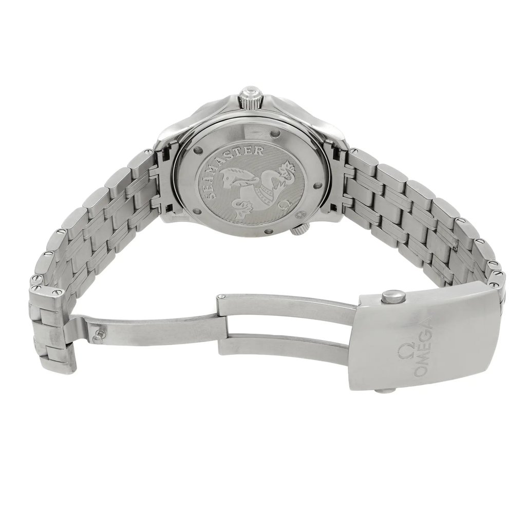 Back View Of Screwback Back Case And Open Stainless Steel Band Of OMEGA 212.30.41.20.03.001 Watch Pre Owned Condition