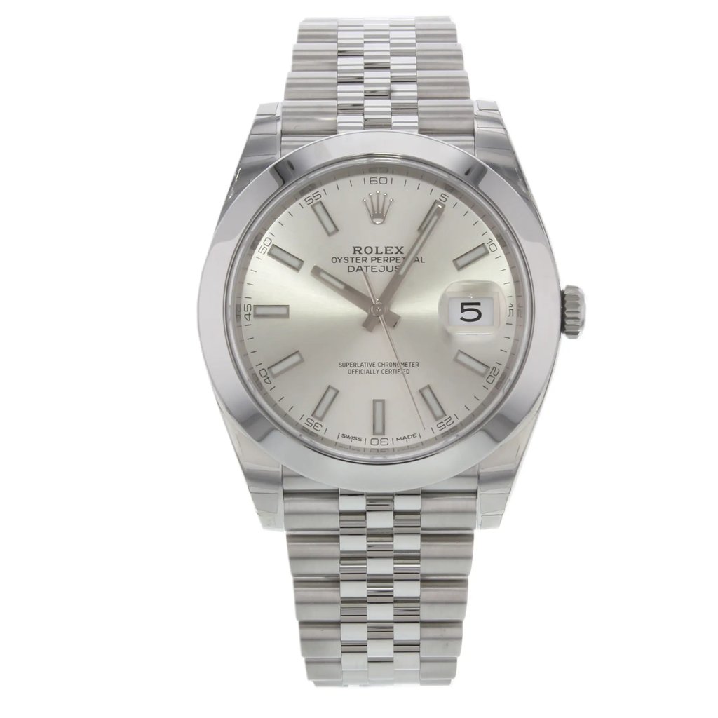 Front Full View Of Rolex 126300 sij Stainless Steel Watch Pre Owned Condition {Product Condition}