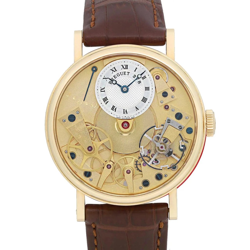 Up Close Front Facing Picture Of Breguet 7027BA/11/9V6 Gold 18kt Watch Pre Owned Condition